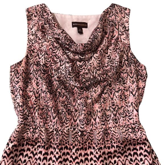 Dana Buchman Abstract Print Draped Sleeveless Dress Medium - Picture 3 of 16